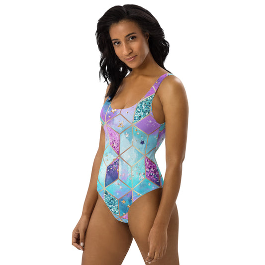 Purple Geometric Swimsuit