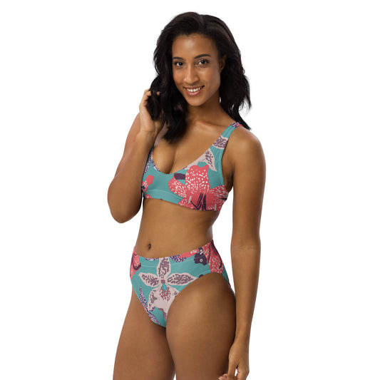 Oriental Orchid high-waisted bikini - Essentric Swimwear